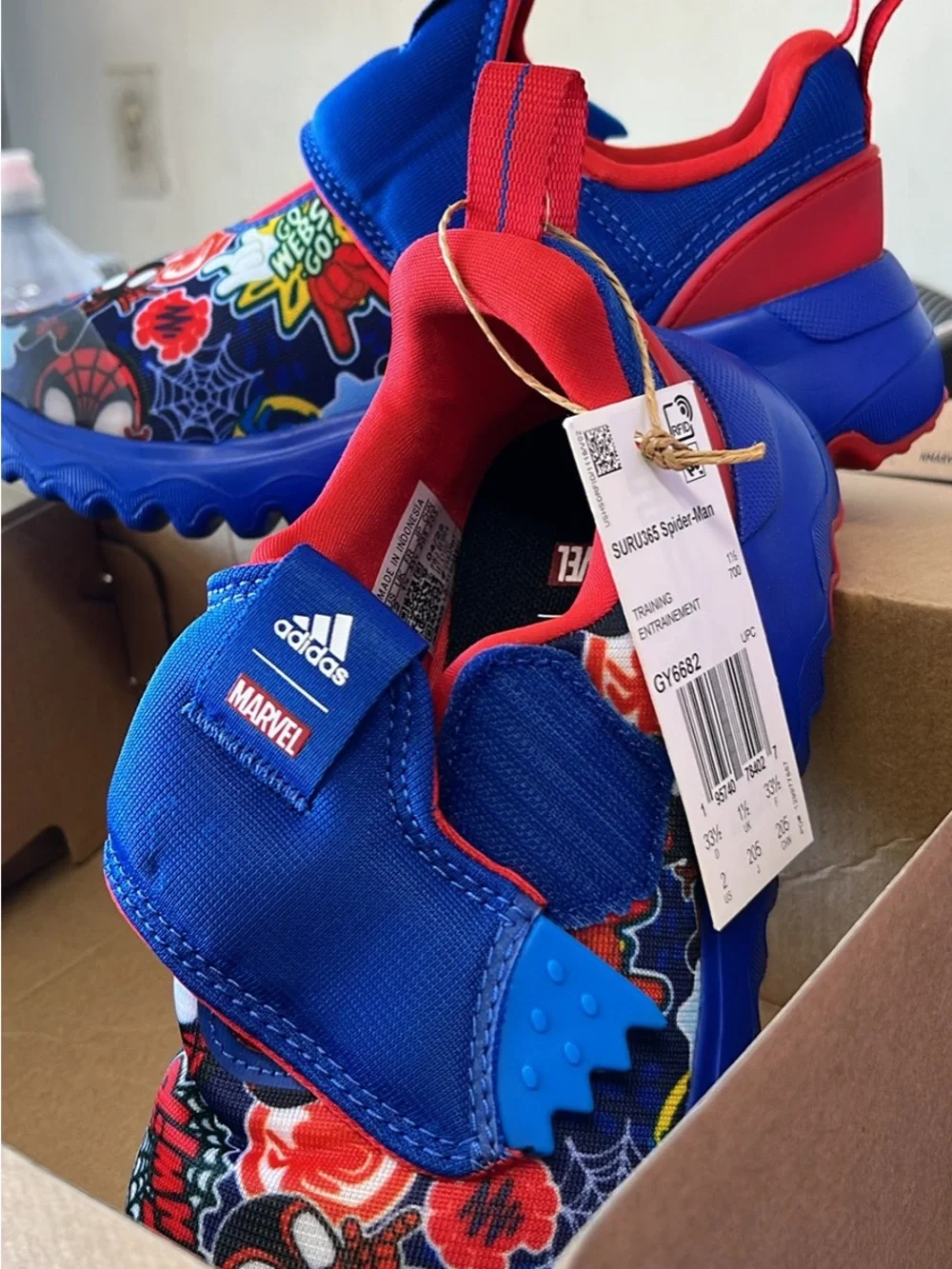 adidas Kids Blue Spider-Man Slip-On Sneakers
